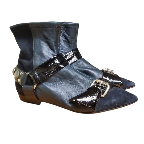 Isabel Marant Reidya Patent Paneled Leather And Suede Ankle Boots - Size 36 EU - Picture 5 of 8